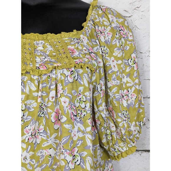 SOLITAIRE Boho Peasant Floral Blouse Large - Picture 2 of 6